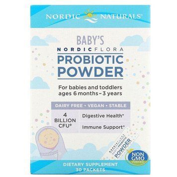 Nordic Naturals, Nordic Flora, порошок із пробіотиками для дітей від 6 місяців до 3 років,4 млрд КУО, 30 пакетиків NOR-01675 фото