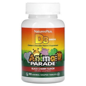 Nature's Plus, Source of Life, Animal Parade, вітамін D3, зі смаком натуральної черемхи, 500 МО, 90 таблеток NAP-29950 фото