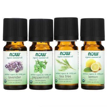 NOW Foods, Let It Be Organically, набір органічних ефірних олій, 4 флакони по 10 мл (1/3 рідк. Унції) NOW-07423 фото
