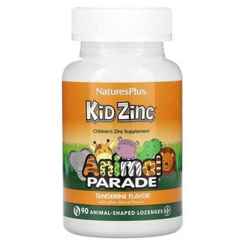 NaturesPlus, Source of Life, Animal Parade, Kid Zinc, пастилки для дітей із цинком, смак мандарина, 90 пастилок NAP-29964 фото