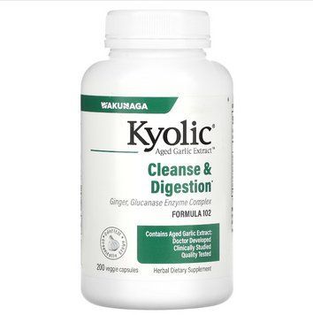 Kyolic, Aged Garlic Extract, витриманий екстракт часнику, для видалення дріжджового грибка та поліпшення травлення WAK-10242 фото