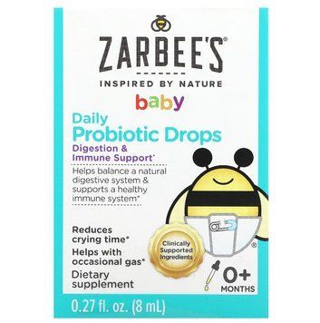 Zarbee's, для дітей, щоденні пробіотичні краплі, від 0 місяців, 8 мл (0,27 рідк. Унції) ZAR-00790 фото