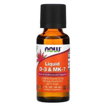 NOW Foods, вітамін D3 та MK-7 у рідкій формі, 30 мл NOW-00379 фото