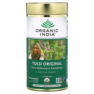 Organic India, Листовий чай тулсі, священний базилік, оригінальний смак, без кофеїну, 100 г ORI-50593 фото