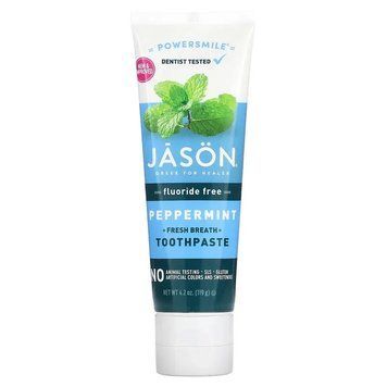 Jason Natural, Powersmile, зубна паста для свіжого дихання, без фтору, перцева м'ята, 119 г JAS-04647 фото