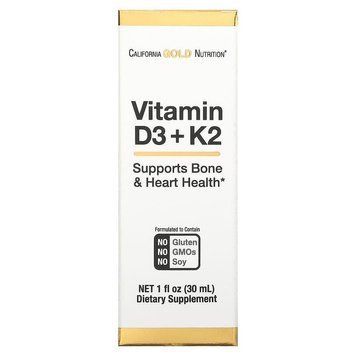 California Gold Nutrition, вітаміни D3 і K2, 25 мкг (1000 МО), 30 мл CGN-02049 фото