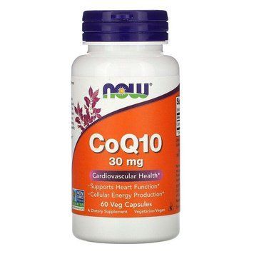 Now Foods, коензим Q10, 30 мг, 60 вегетаріанських капсул NOW-03184 фото