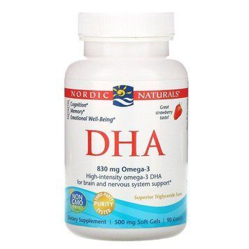 Nordic Naturals, Омега 3, ДГК, зі смаком полуниці, 500 мг, 90 желатинових капсул NOR-01743 фото