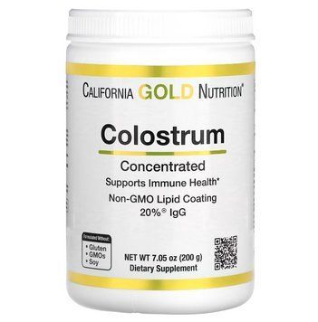 California Gold Nutrition, Colostrum, концентроване молозиво в порошку, 200 г (7,05 унції) CGN-00912 фото