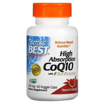 Doctor's Best, коензим Q10 з високим ступенем всмоктування з BioPerine, 200 мг, 60 капсул DRB-00111 фото