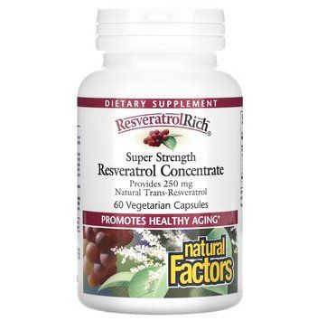 Natural Factors, ResveratrolRich, концентрат ресвератролу підсиленої дії, 60 вегетаріанських капсул NFS-04527 фото