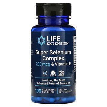 Life Extension, суперкомплекс селену з вітаміном E, 200 мкг, 100 вегетаріанських капсул LEX-17781 фото