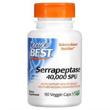 Doctor's Best, серрапептаза Best, 40 000 SPU, 90 вегетаріанських капсул DRB-00149 фото